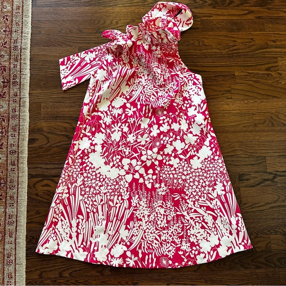 Tuckernuck Pink White Wildflower Blythe Sleeveless Floral A Line Bow Dress Sz Sm - Picture 11 of 16